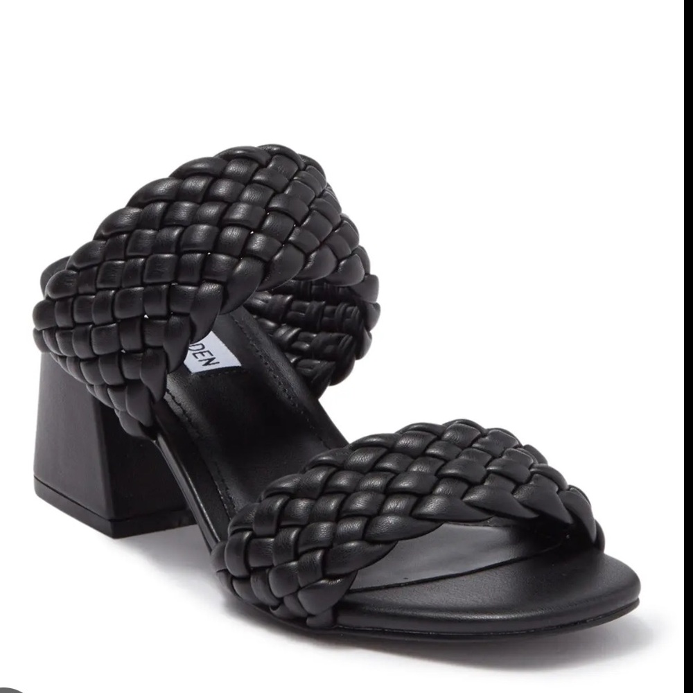 Steve Madden Daphne Braided Block Heel Sandal Black Size 40